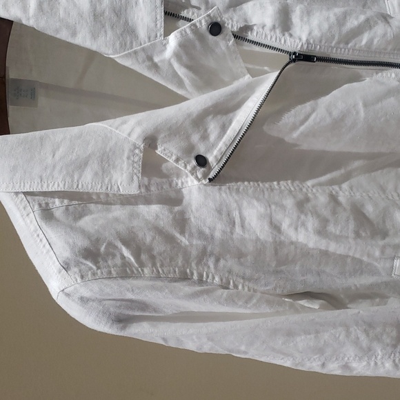 Nwt Xl Cynthia Rowley linnen jacket white with silver zipper - Picture 9 of 12